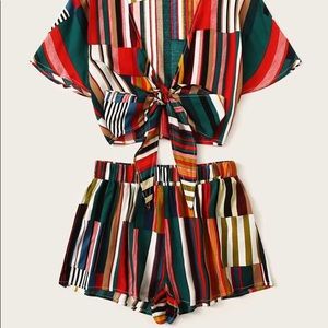 Colorful two piece short set